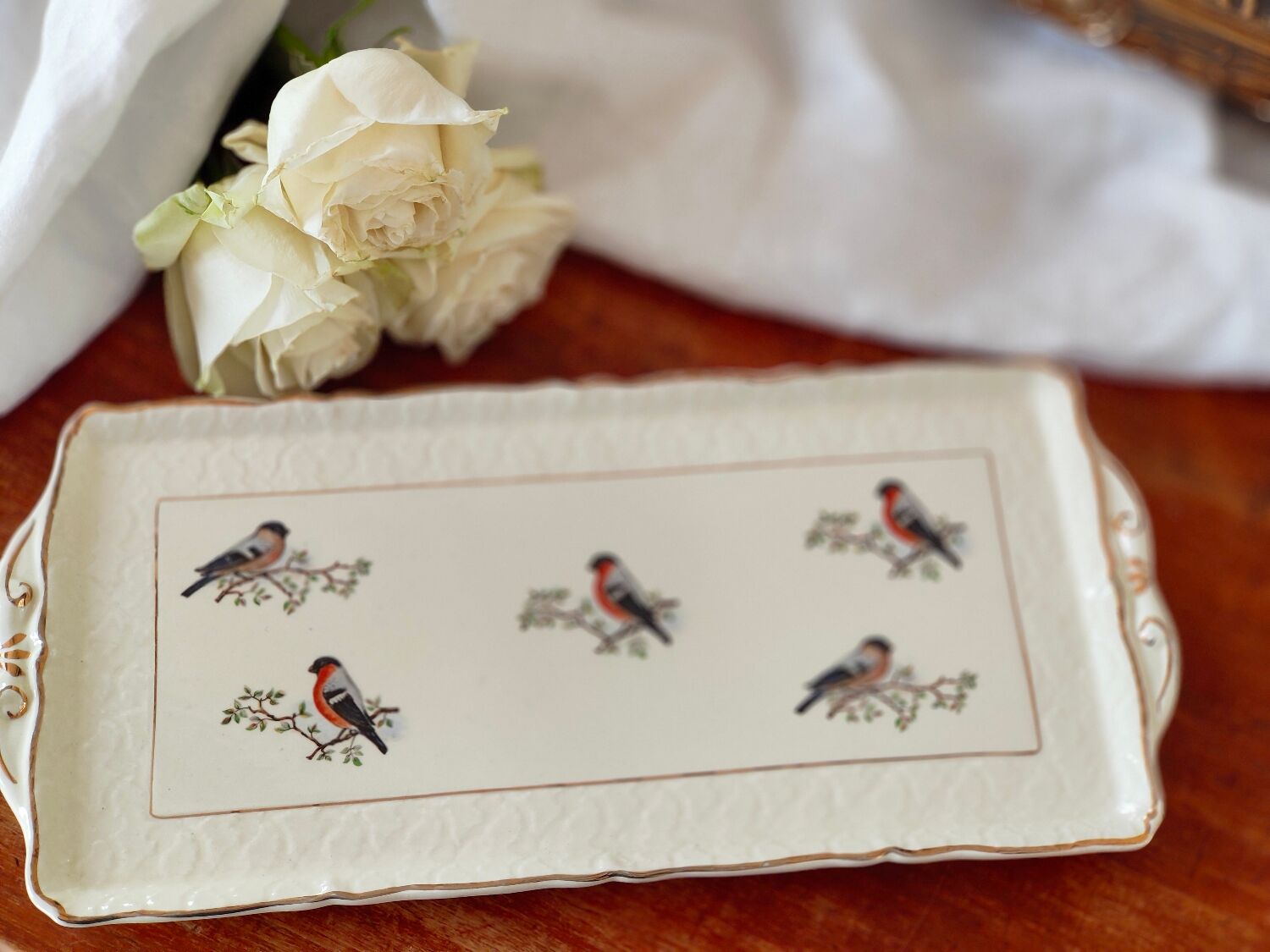 Ceranord St Amand cake dish - bird motifs