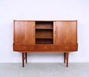 Vintage tall teak sideboard, 1960s