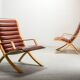Padded Red Leather High Back AX Lounge Chairs by Hvidt and Molgaard Nielsen
