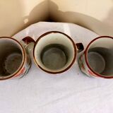 Set three flowered sandstone mugs