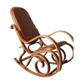 Rocking chair in wood and skai