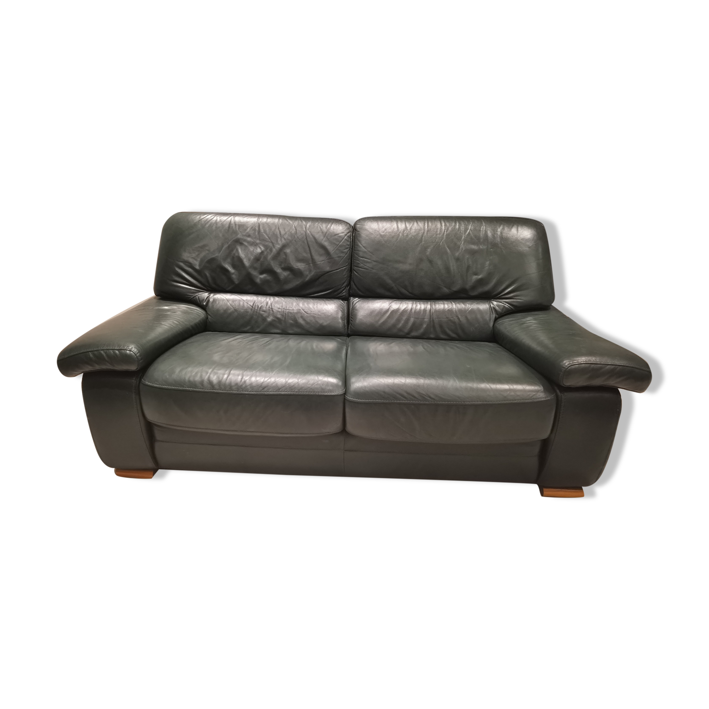 Dark green leather sofa 2-3 seats