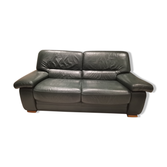 Dark green leather sofa 2-3 seats