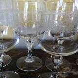 Lot of 7 engraved old glasses