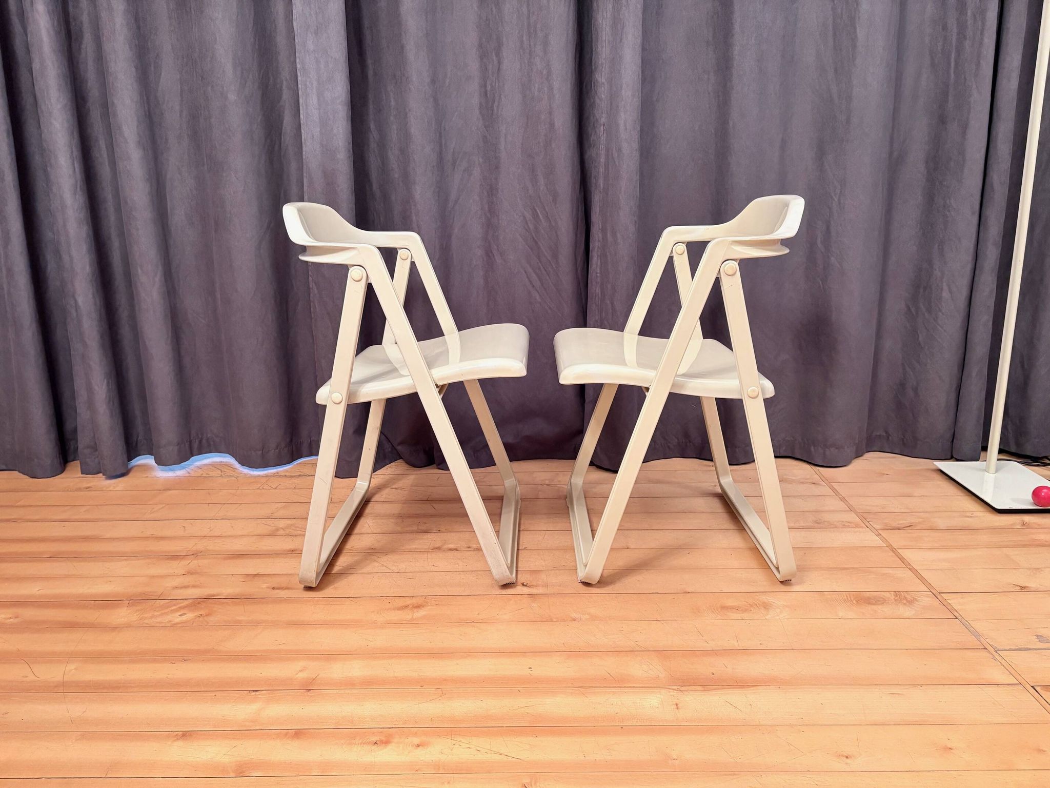 Pair of Borbona Folding Chairs by Carlo Hauner, Fiarm, Italy, 1970s