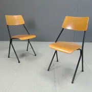 Chaises de salle à manger en contreplaqué post-moderne, années 1970