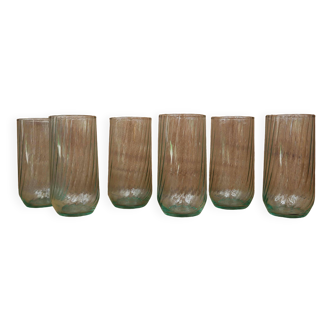 6 Luminarc Optical Swirl Green Water Glasses