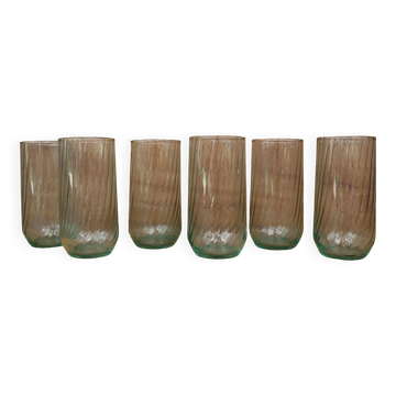 6 Luminarc Optical Swirl Green Water Glasses