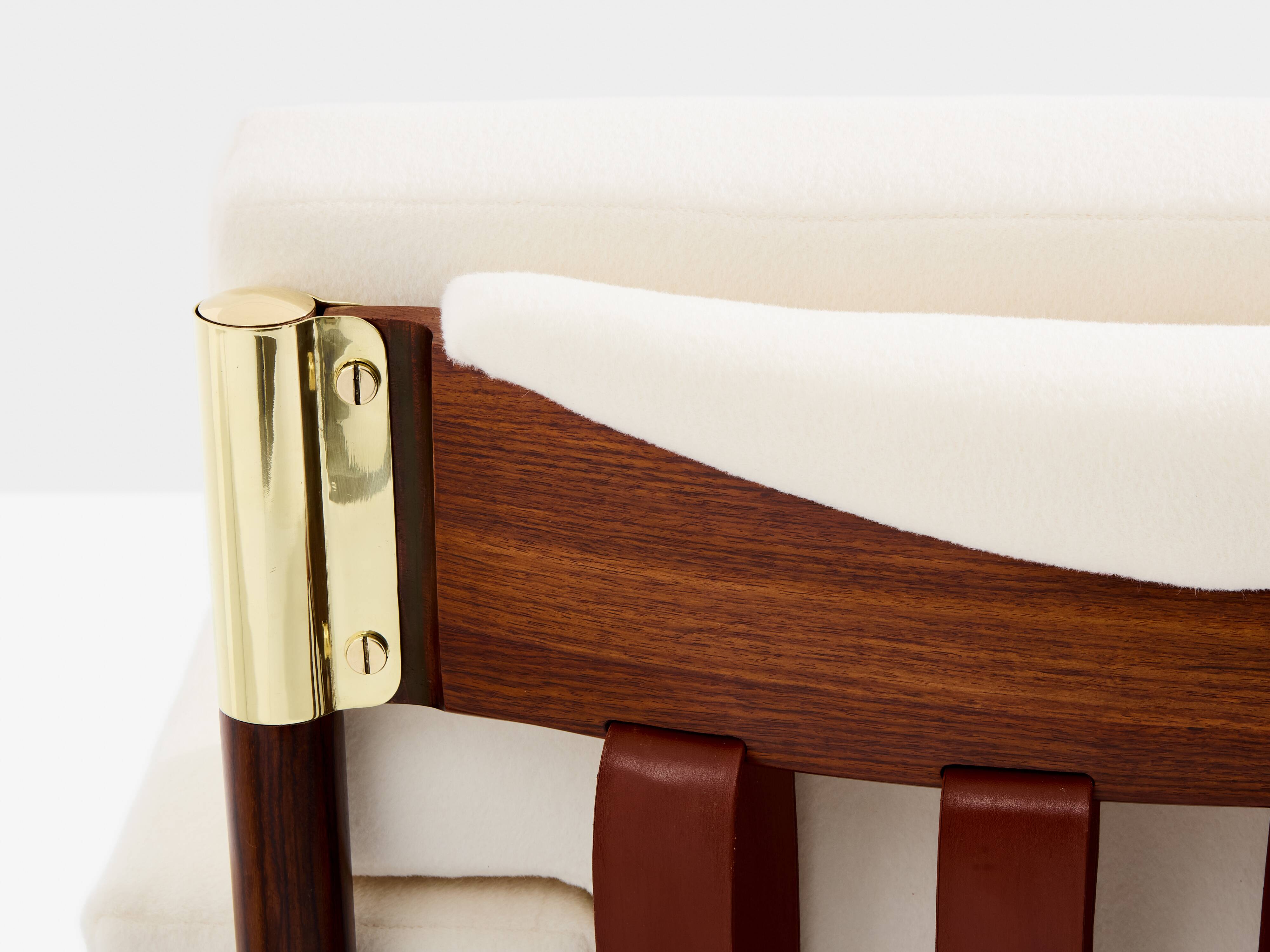 Pair of armchairs by Carlo De Carlo, rosewood, leather, brass, 1966