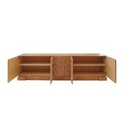 Italian Oak Wood Sideboard with Hand Carved Patterns in the Doors, Italy