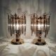 Pair of table lamps with rigid vertical crystals 1980