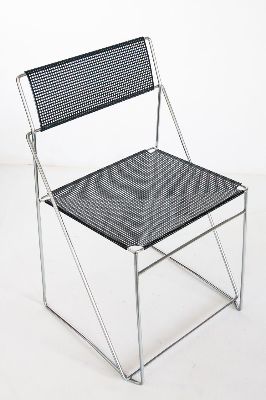 Vintage X-Line chair in enamelled and chromed metal by N.J. Haugesen for Bent Krogh