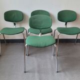 Set of 4 green chairs in Strafor steelcase fabric