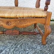 Provencal double armchair with woven rush in walnut