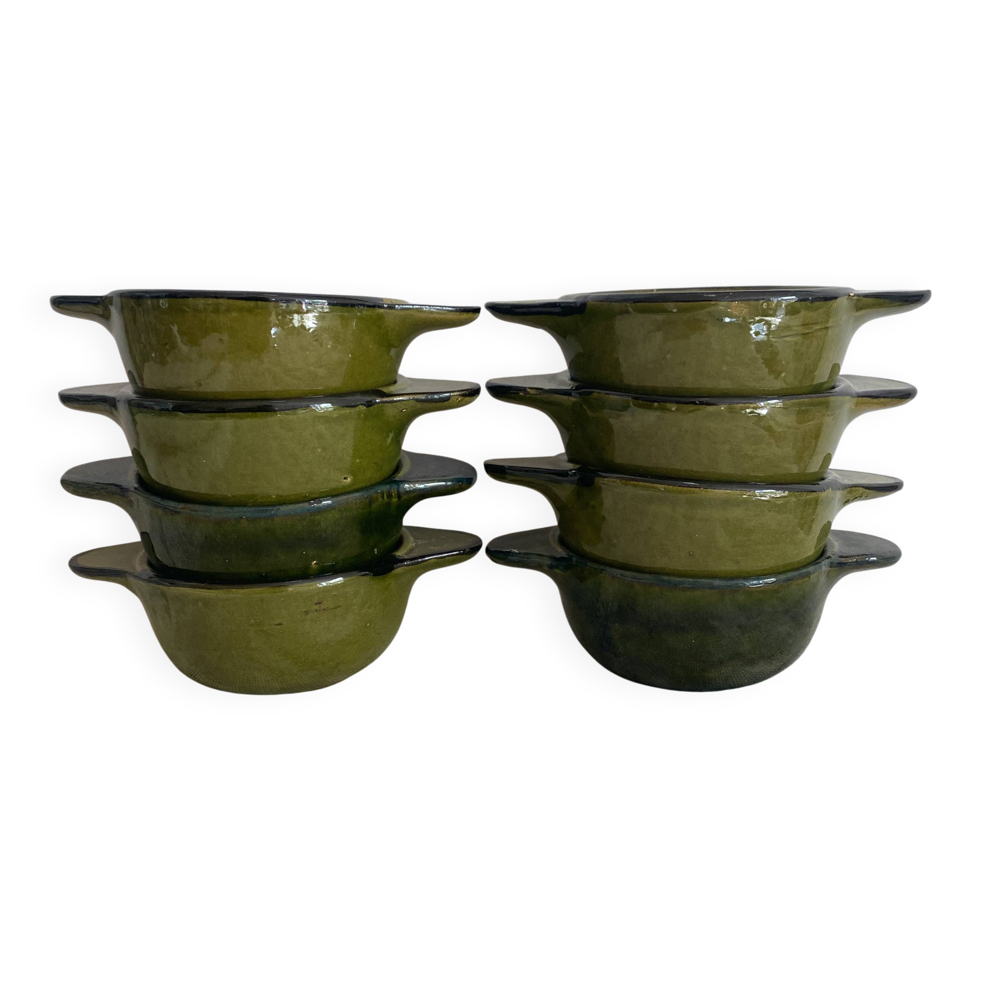 Kaki ceramic ear bowls from the 1970s