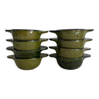 Kaki ceramic ear bowls from the 1970s