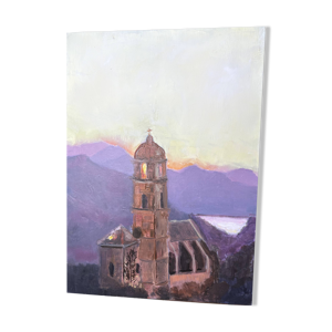Huile sur toile - eglise
