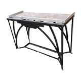 Art Deco console in wrought iron and steel (Art deco, wrought iron and steel console)
