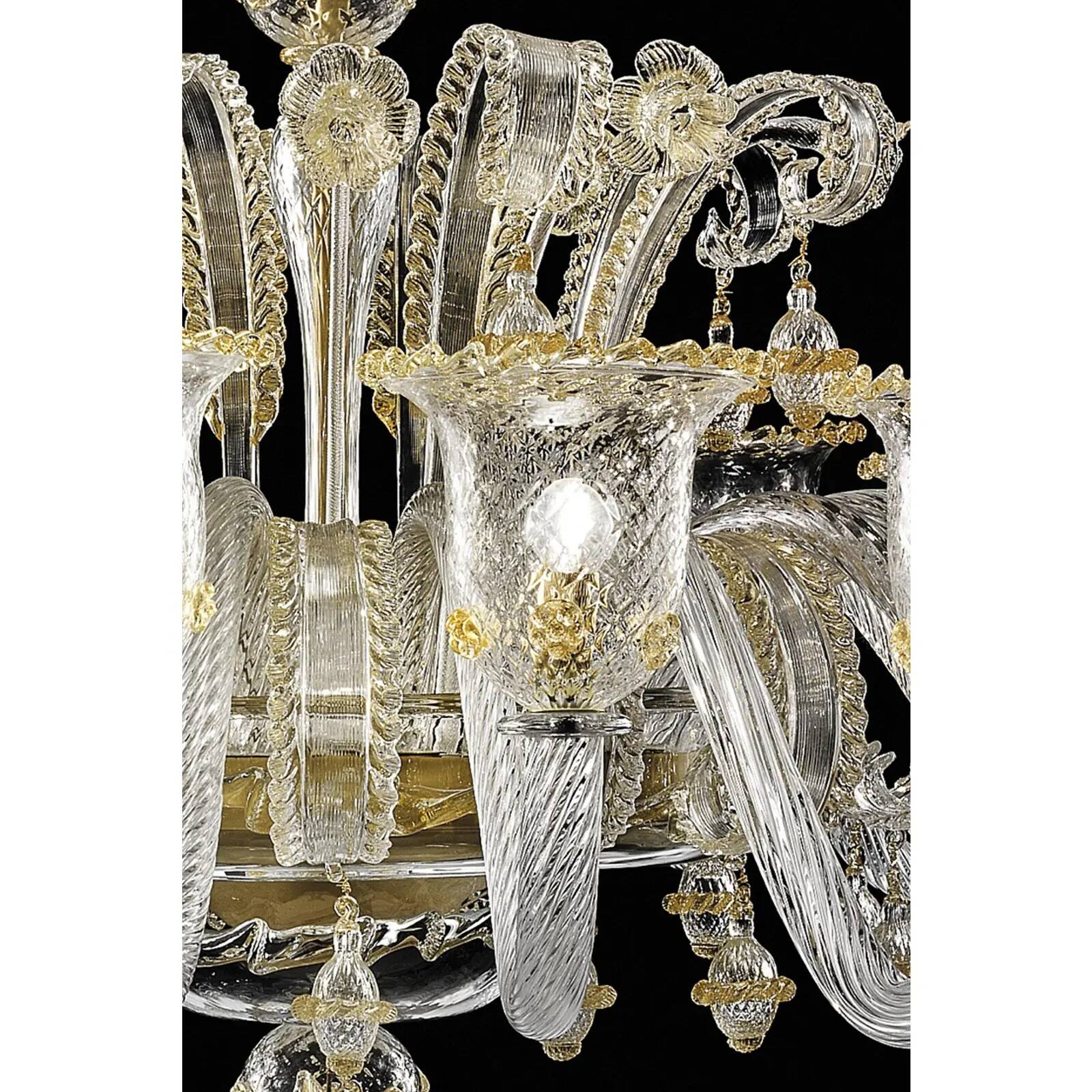 Imperial Style “Rigadin” Murano Glass Chandelier in Venetian Design