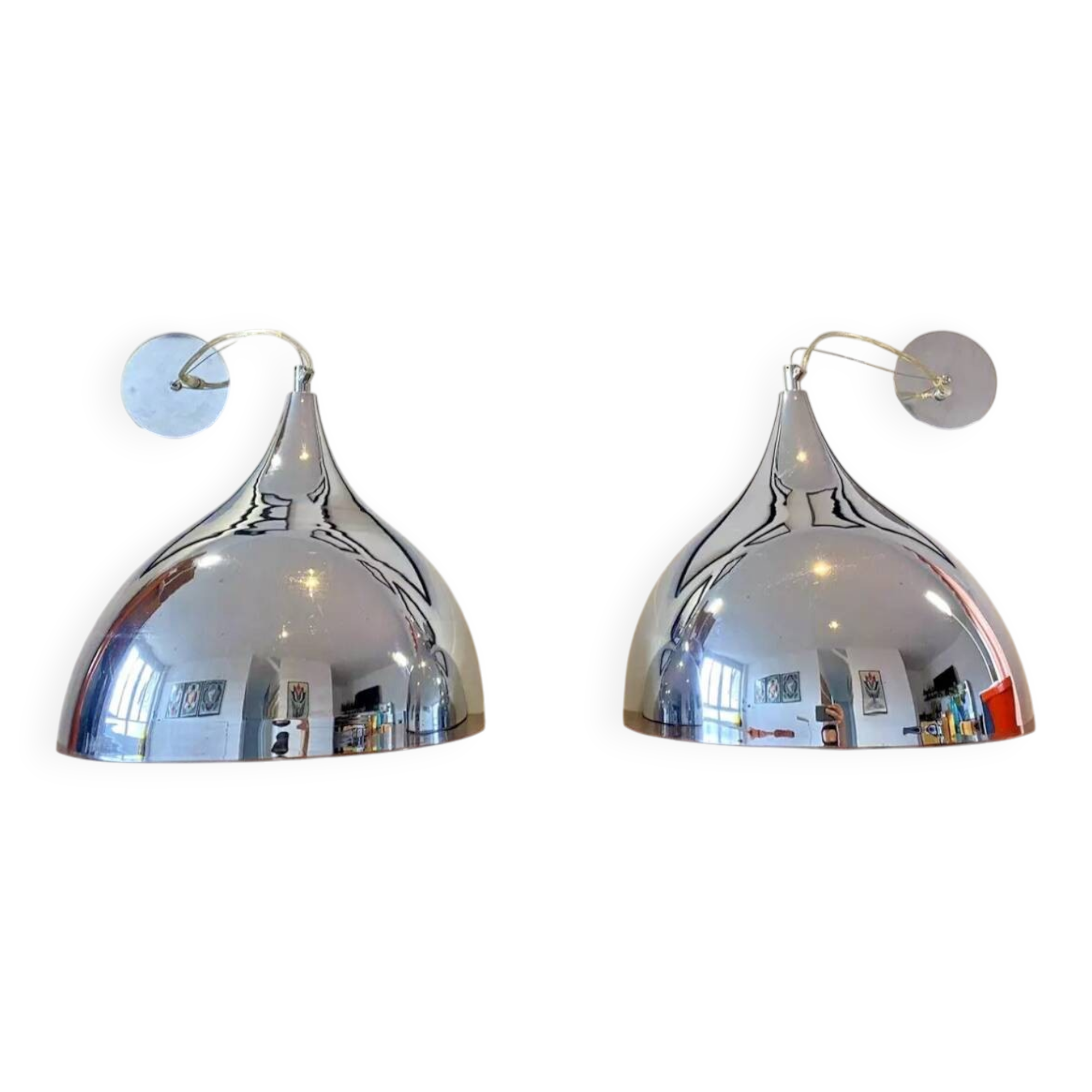 Paire de suspensions Space âge chromées