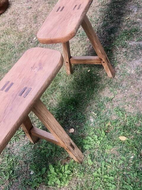 Antique wooden farm bench