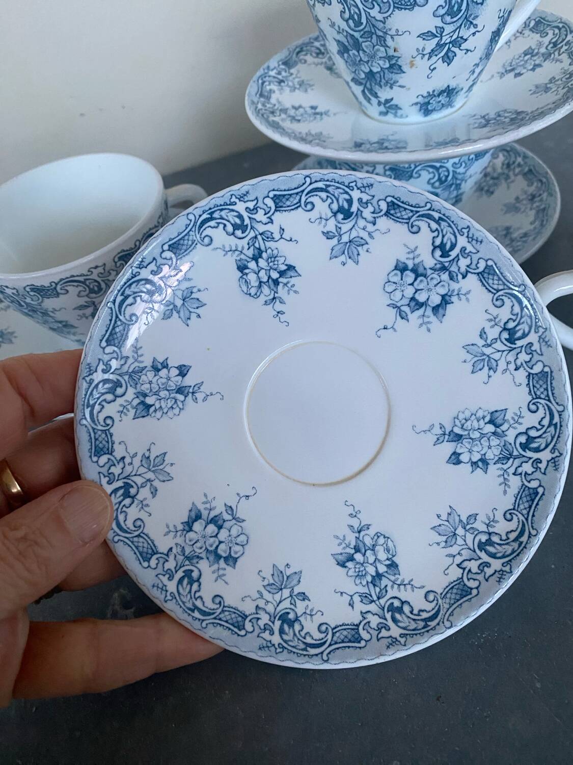 4 seventies cups and saucers from Rivanel