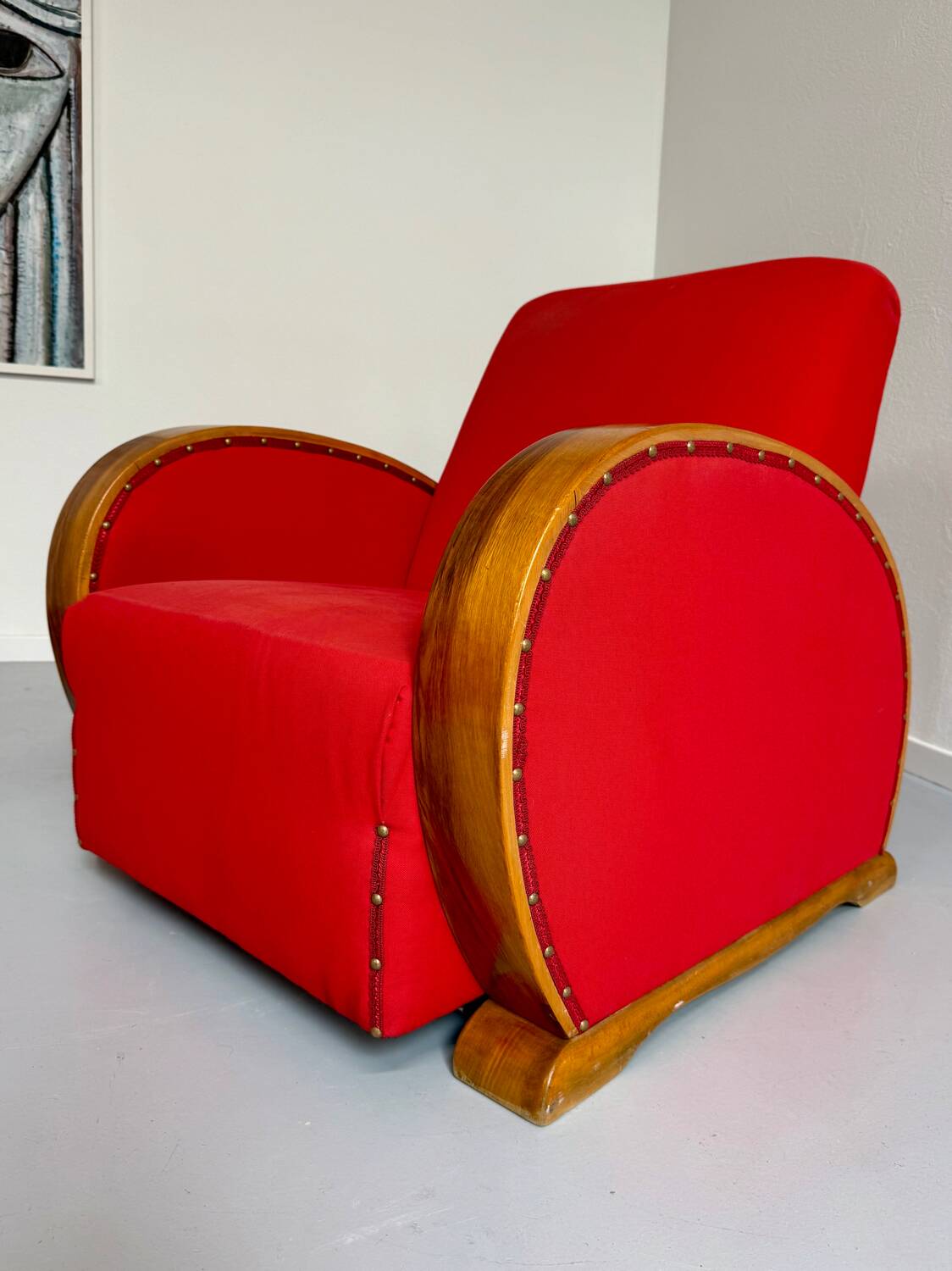 2 anciens fauteuils club art déco années 30 structure bois courbé