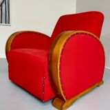 2 anciens fauteuils club art déco années 30 structure bois courbé