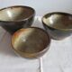 Set of 3 vernissé sandstone bowls by a ceramic potter