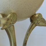 Curiosity object tripod brass and ostrich egg