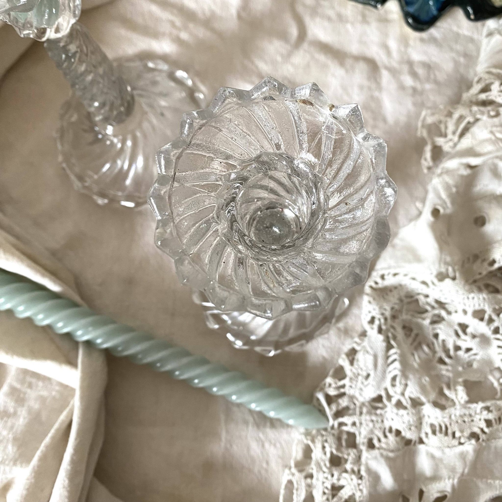 Pair of molded glass candlesticks - 1960s
