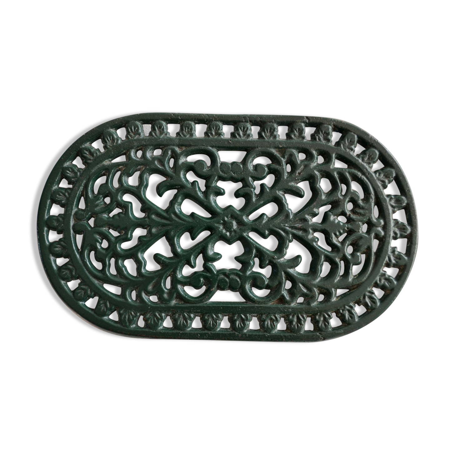 English green cast iron underside