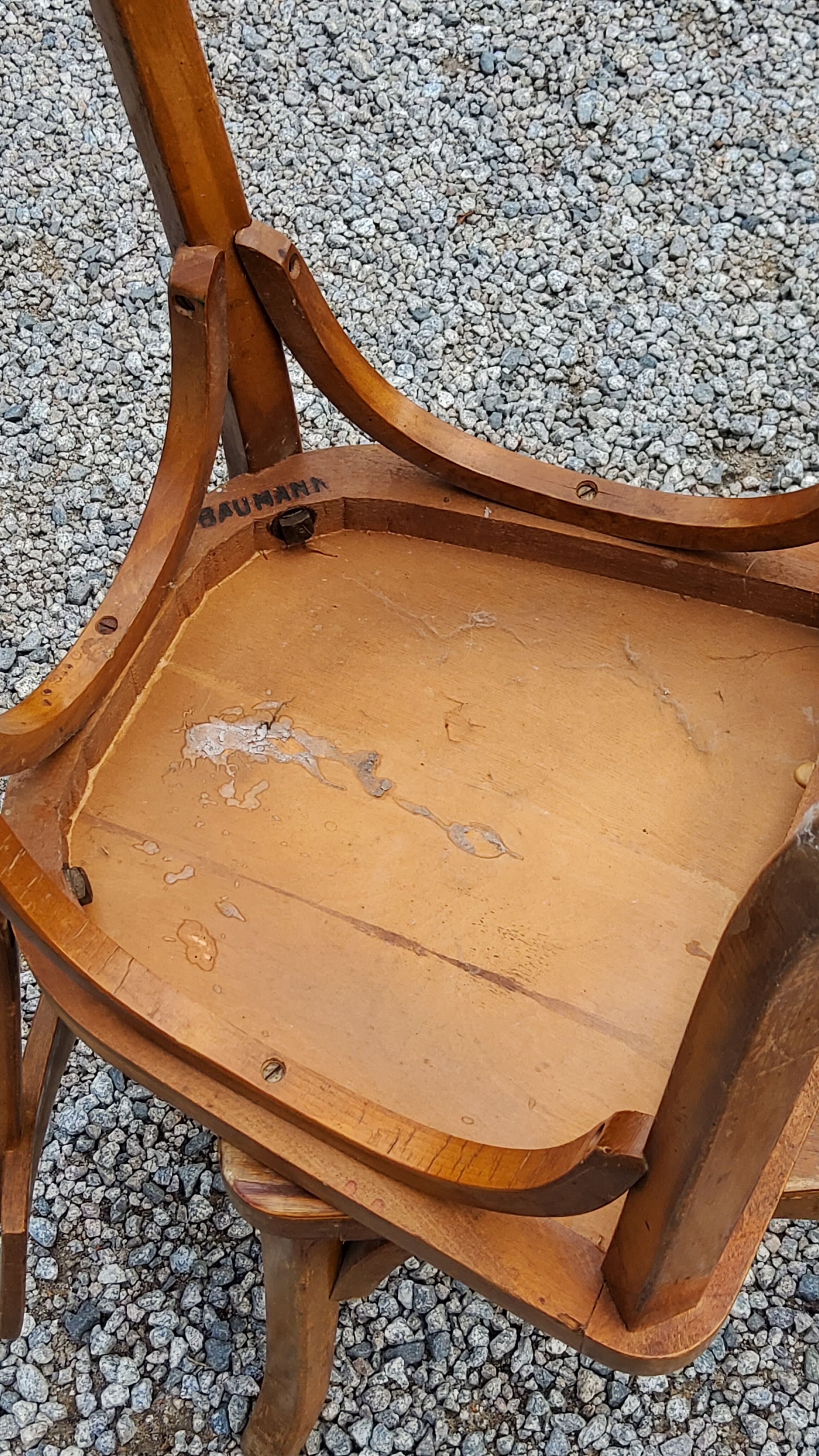 Set of 6 Baumann bistro chairs from the 50s stamp with iron