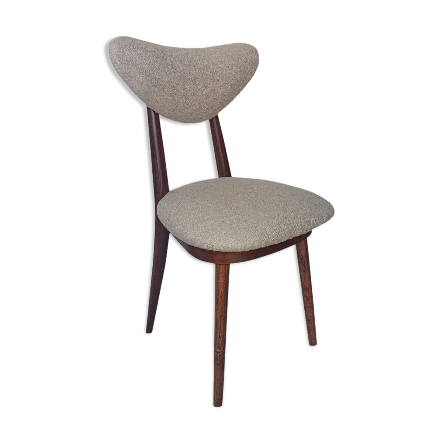 Heart Chair by Helena & Jerzy Kurmanowicz in Beech Wood and Boucle