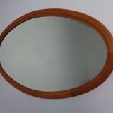 Large Danish Oval 501 Mirror in Teak by Aksel Kjersgaard, 1960s