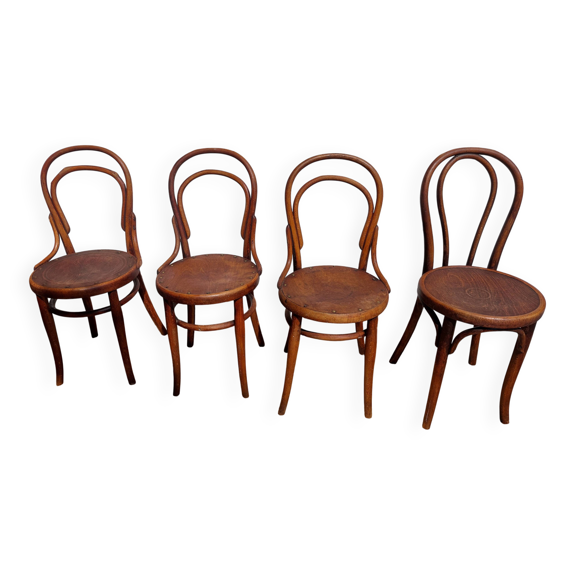 4 curved wooden bistro chairs