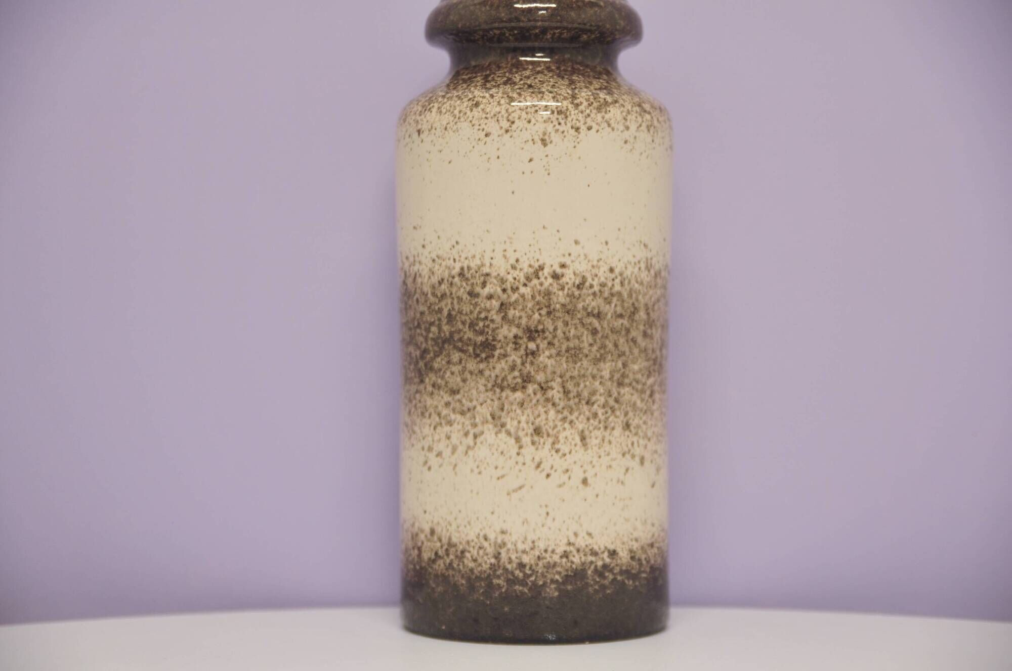 Vintage brown and white speckled west germany vase scheurich