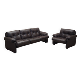 Leather living room set, Italian design, 60s, manufacturer: B&B Italia, designer: Tobia Scarpa