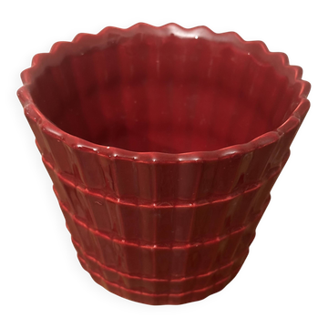 Cache Pot années 50 en Céramique Plissée Bordeaux St-Clement H11/D14