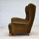 1960s, Danish highback relax armchair, green furniture velour.
