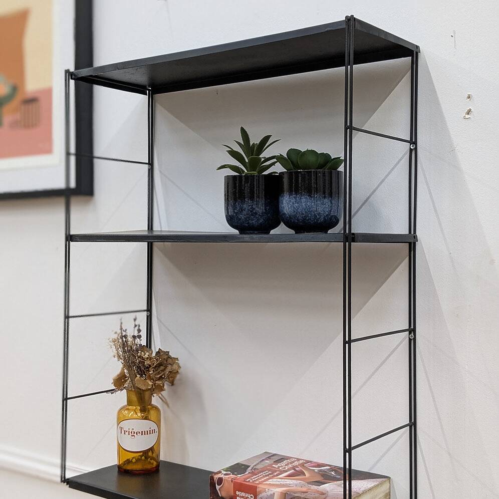 Vintage black metal shelf
