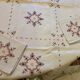 Set tablecloth and 6 matching towels, embroidered, origin Brazil