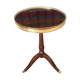 Cherry and brass pedestal side table