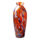 Small antique art deco cobalt orange speckled glass paste vase