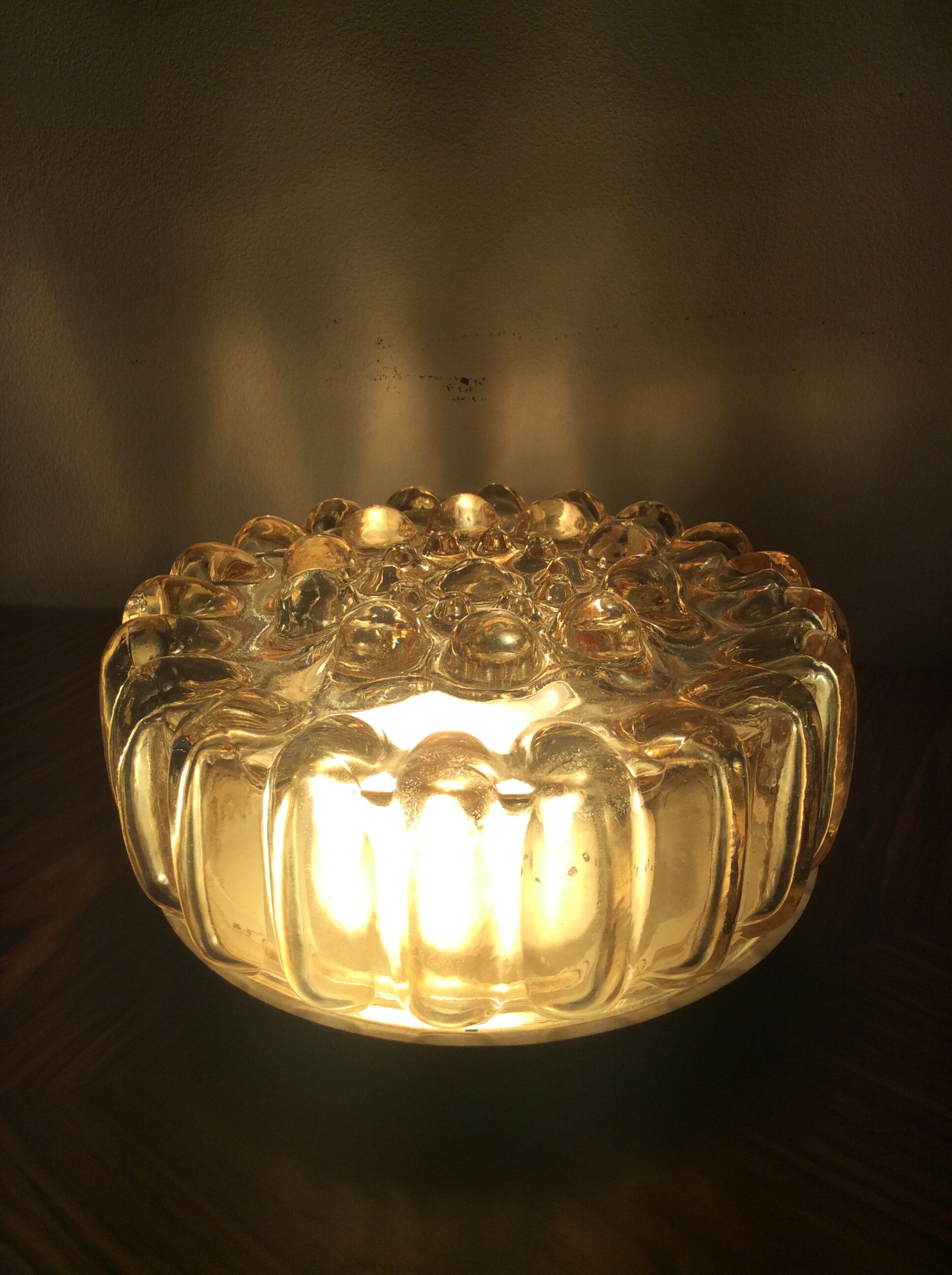 Limburg bubble ceiling light made of vintage amber glass from the 60's and 70's