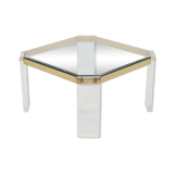 French acrylic and gold plated glass coffee table 1970s