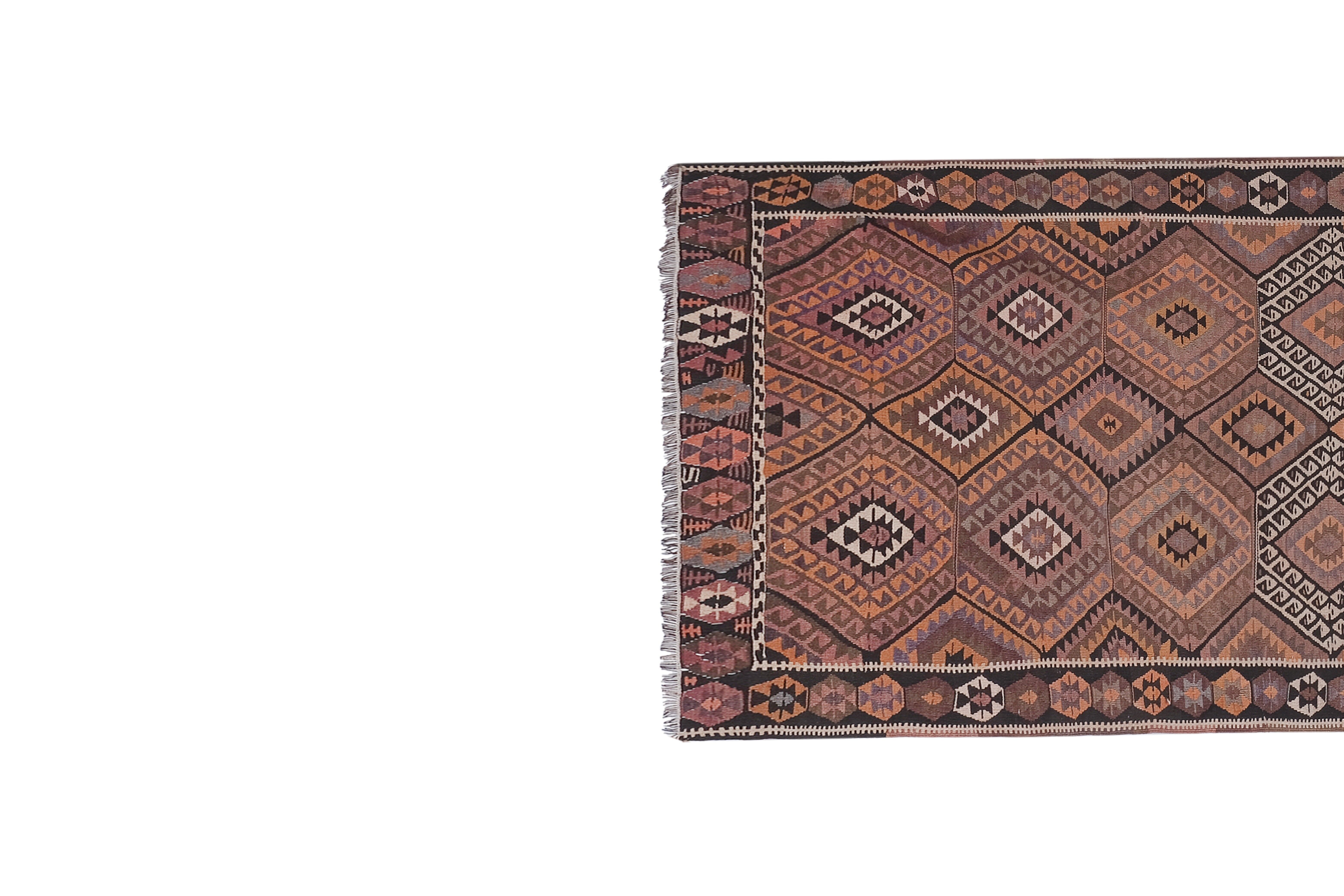 Vintage Turkish rug from Oushak, handwoven 132x360 cm