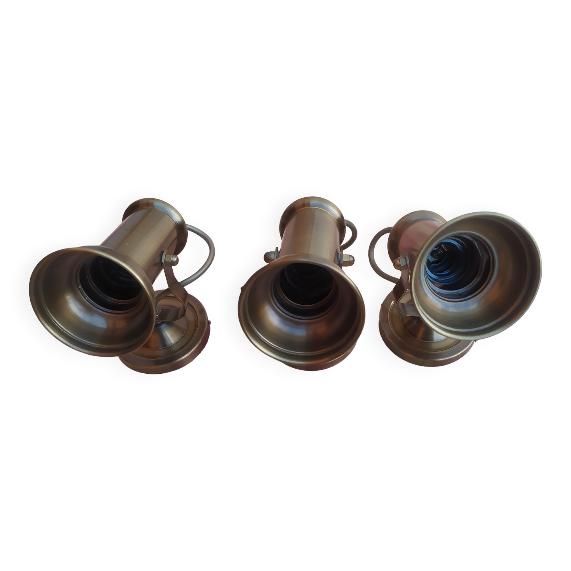 3 brass spotlights