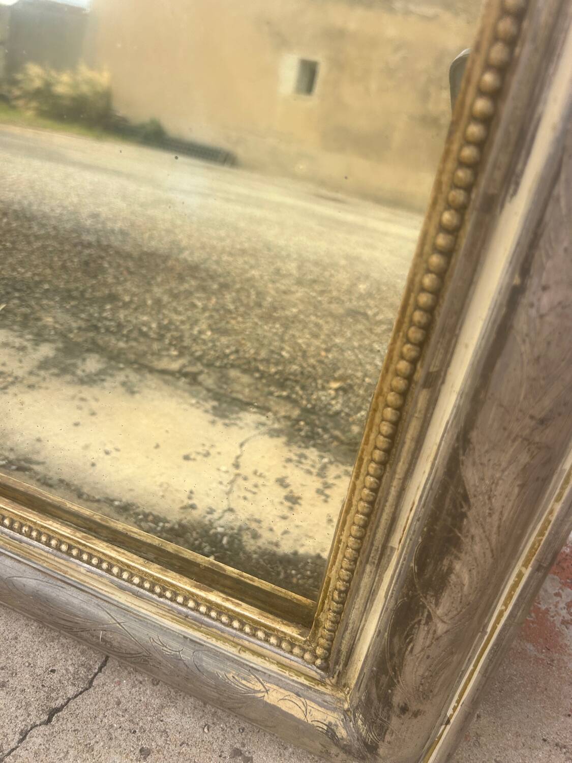 Louis-Philippe 19th century silvered wood mirror