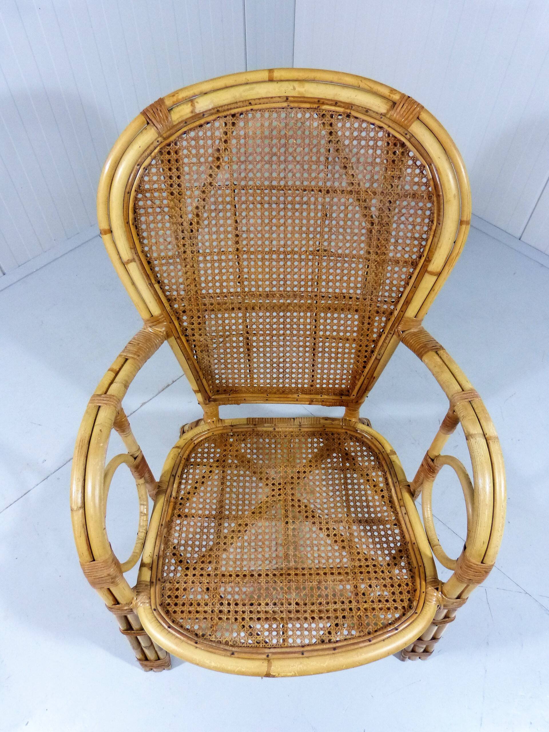 Italian rattan chair 1970's